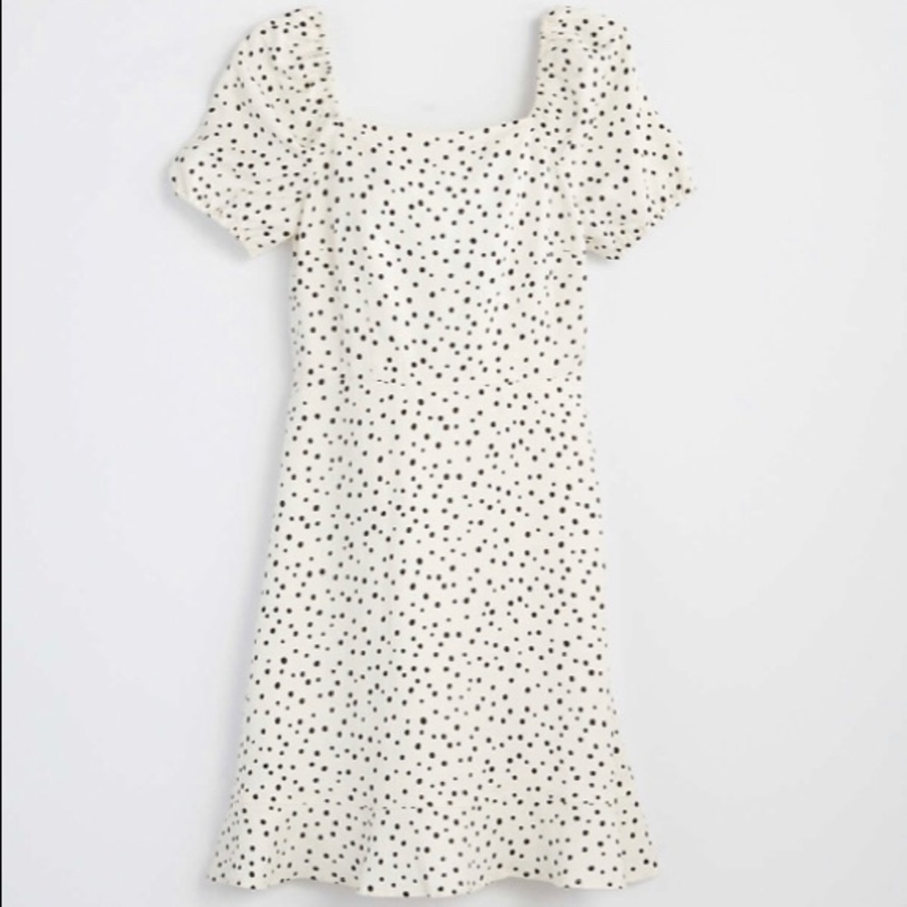 NWT LOFT Petite Dotted Tie Back Flare Dress